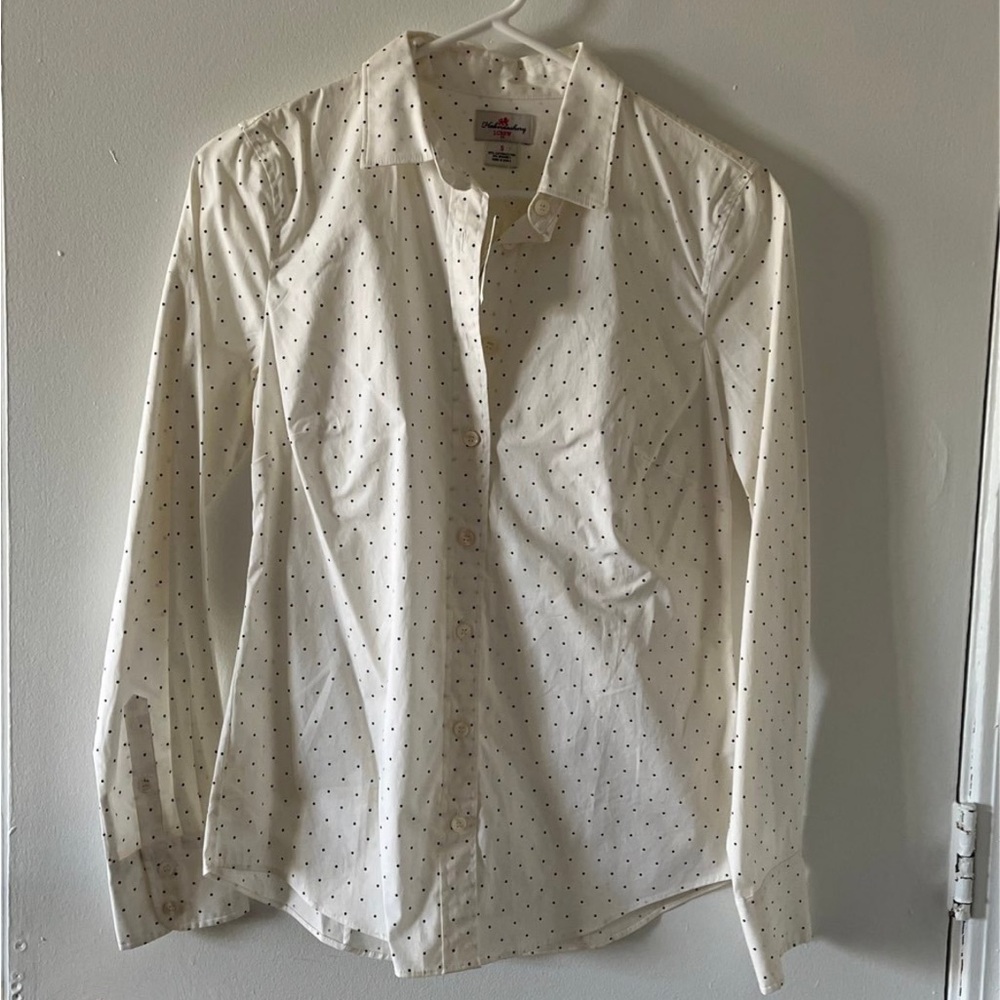 J. Crew White Button Down Shirt with Black Dots